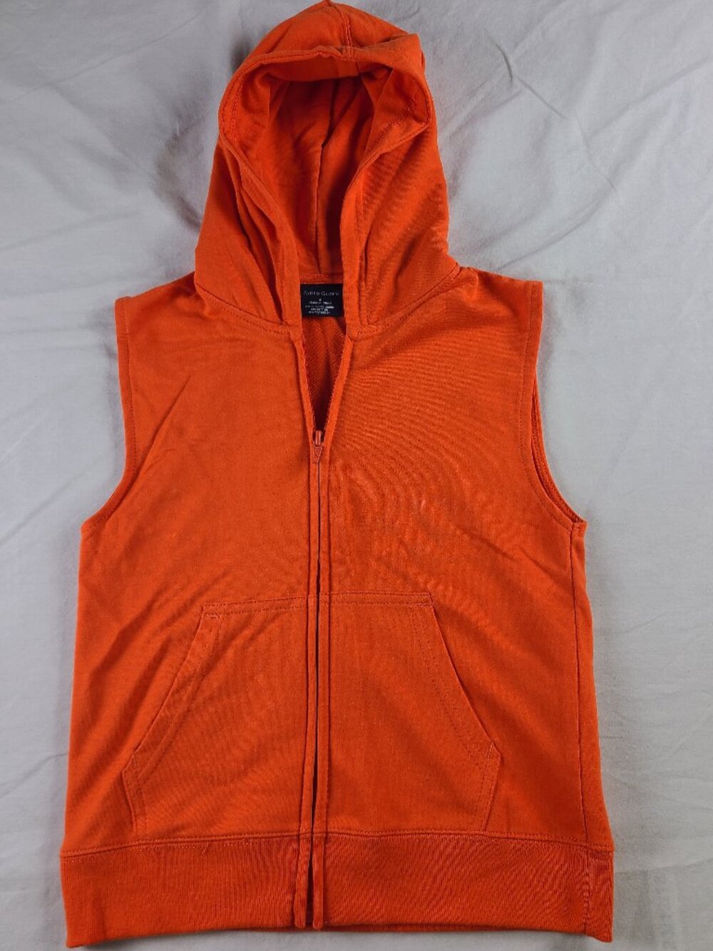 Faded Glory Hooded Sleeveless Zip Up Shirt Boys 6 Orange